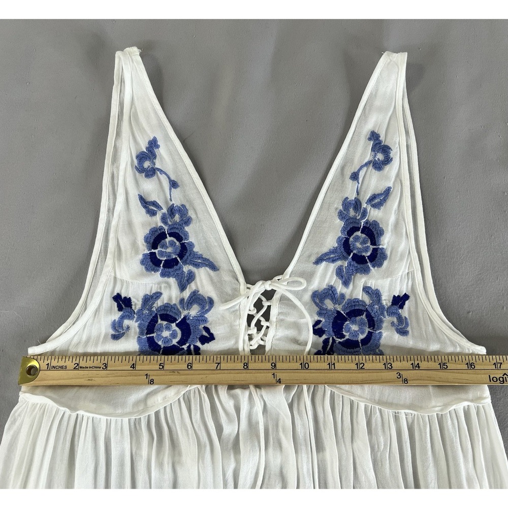 Free People Aida Slip Dress Size M Womans White Floral Embroidered Boho Hippie - Picture 11 of 15